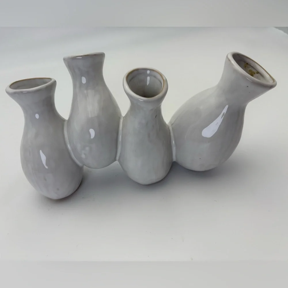 Multi-Vase Cream/White Ceramic/Pottery Style Vase Set